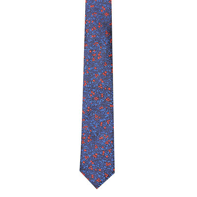 Blue Floral Formal Skinny Microfiber Necktie for Men