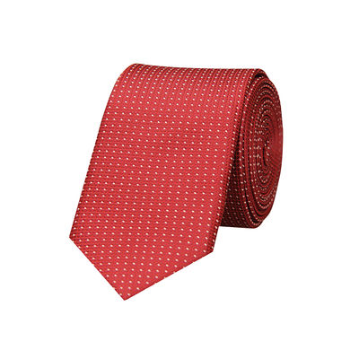 Maroon Dotted Formal Skinny Microfiber Necktie for Men