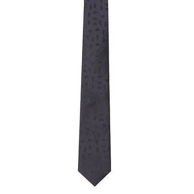 Navy Blue Paisely Formal Skinny Microfiber Necktie for Men