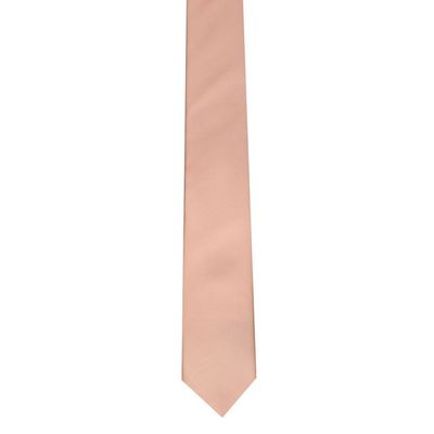 Tiekart men peach plain solids skinny slim tie