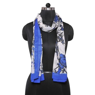 Tiekart women blue floral cotton modal scarf