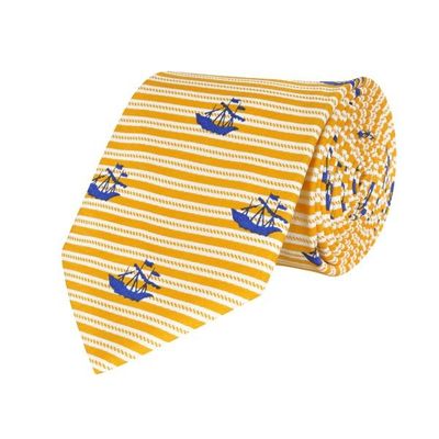 Tiekart men yellow  printed silk tie