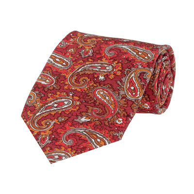 Tiekart men orange paisely silk tie