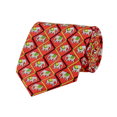 Tiekart men red ethnic silk tie