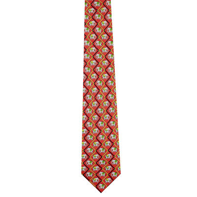 Tiekart men red ethnic silk tie