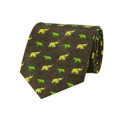 Tiekart men green ethnic silk tie