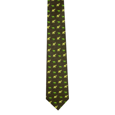 Tiekart men green ethnic silk tie