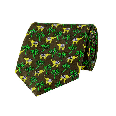 Tiekart men green ethnic silk tie