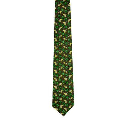 Tiekart men green ethnic silk tie