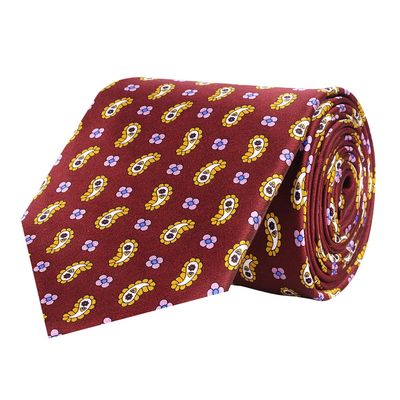 maroon silk floral paisely ties  for men