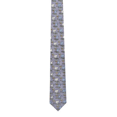 Silk Tie - Grey Elephant print silk ties for men