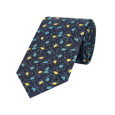 Silk Tie - Multi leaf print silk ties for men