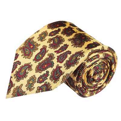 Tiekart men yellow paisley printed silk tie