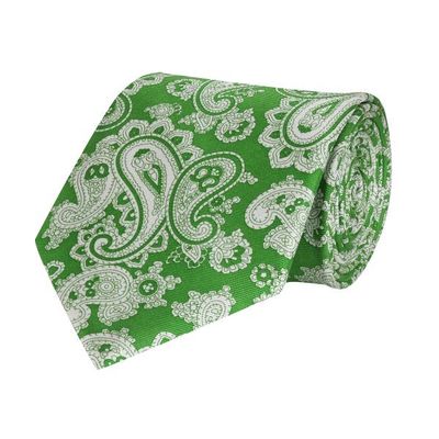 Tiekart men green paisley printed silk tie