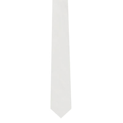 White Classic Silk Plain Solid Necktie for men