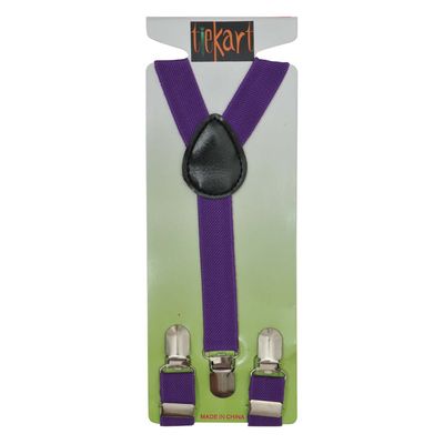 Tiekart kids purple plain solids  suspenders