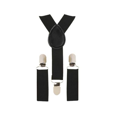 Tiekart - Suspenders for kids Solid Color - Balck