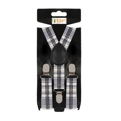 Tiekart - Suspenders for kids Printed Checks  - Multi (Black & White)