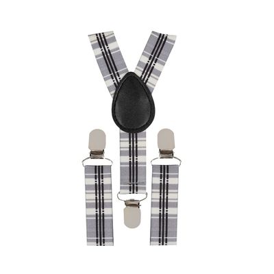 Tiekart - Suspenders for kids Printed Checks  - Multi (Black & White)