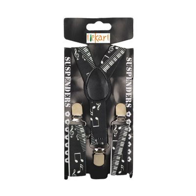 Tiekart - Suspenders for kids (Printed) Musical theme  - Black & White