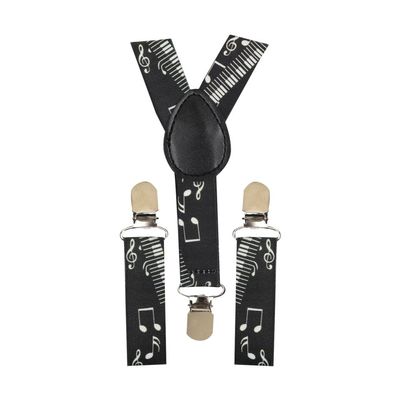 Tiekart - Suspenders for kids (Printed) Musical theme  - Black & White