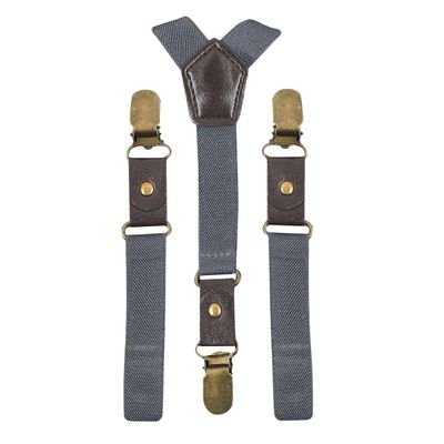 Tiekart - Suspenders for kids Solid Color - Dark Grey