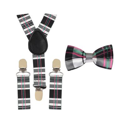 Tiekart - Kids Printed checks design suspender+bowtie combo - Multi