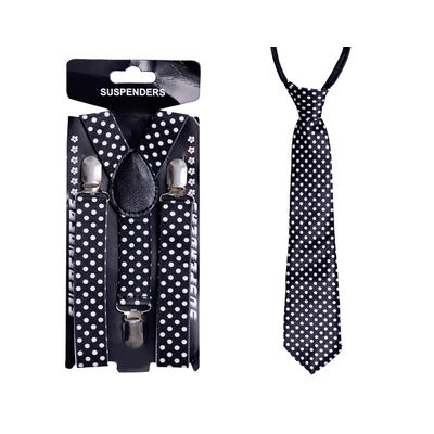 Tiekart kids black & white polka dot  tie+suspenders