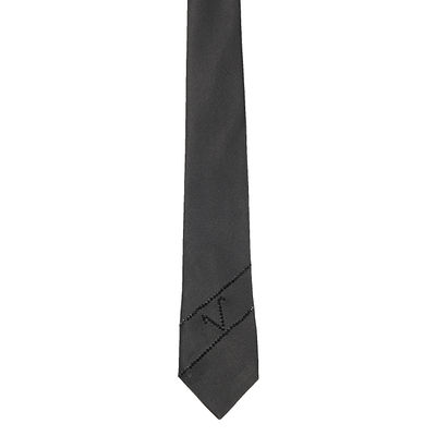 Black Stone Embelished Monogram Designer Microfiber Partywear and Wedding Tie for Men