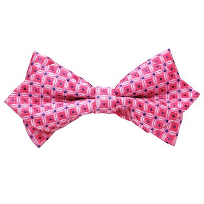 Tiekart men pink   knotted double diamond bow tie