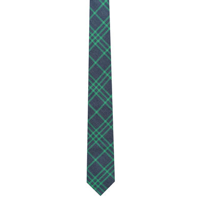 Men Tie - Green Formal Cotton Checks Tie for Men