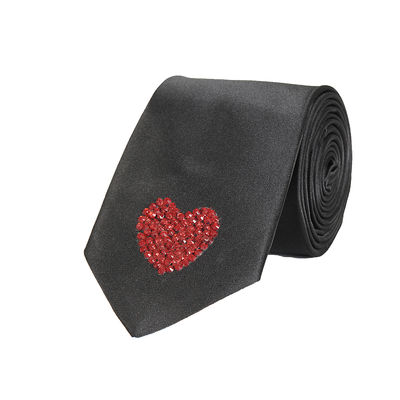 Black Stone Embelished Designer Microfiber Partywear and Wedding Tie for Men