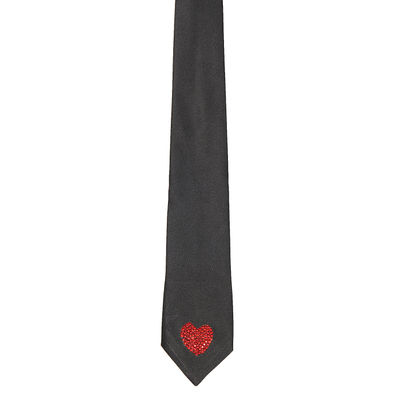 Black Stone Embelished Designer Microfiber Partywear and Wedding Tie for Men