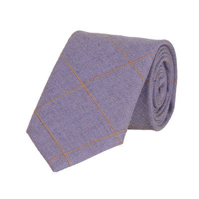 Lavender Check Linen Necktie for Men