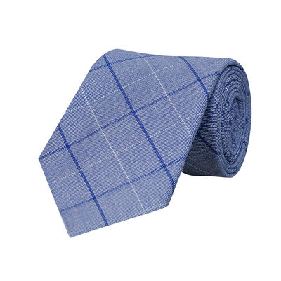 Blue Classic Formal Linen Checkered Tie for Men