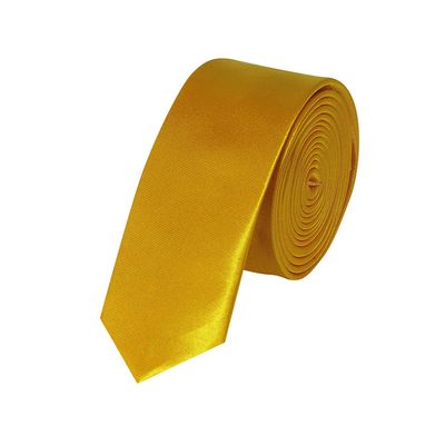 Tiekart men yellow plain solids  thin slim tie