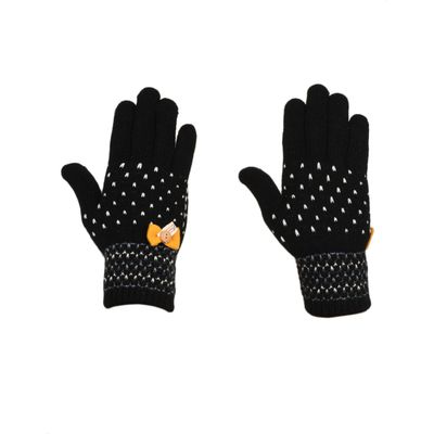 Tiekart women black  woollen gloves