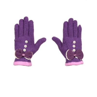 Tiekart women purple  woollen gloves