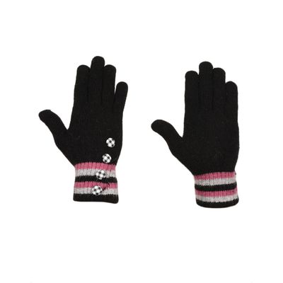 Tiekart women black  woollen gloves