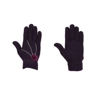 Tiekart women purple  woollen gloves