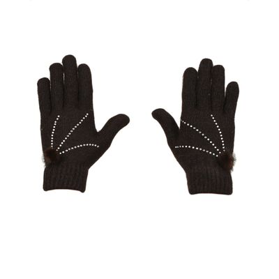 Tiekart women black  woollen gloves