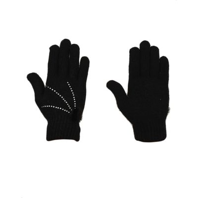 Tiekart women black  woollen gloves