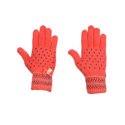 Tiekart women coral  woollen gloves