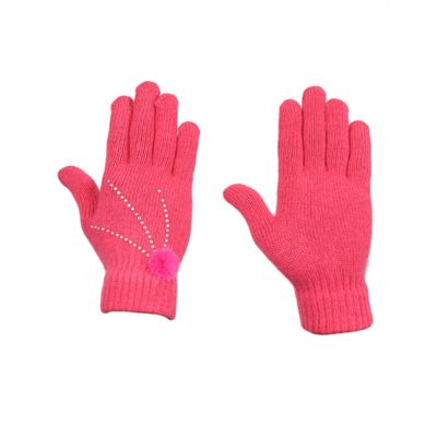 Tiekart women pink  woollen gloves