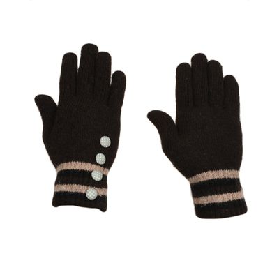 Tiekart women black  woollen gloves