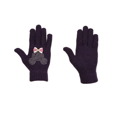 Tiekart women purple  woollen gloves