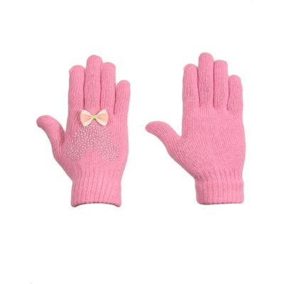 Tiekart women pink  woollen gloves