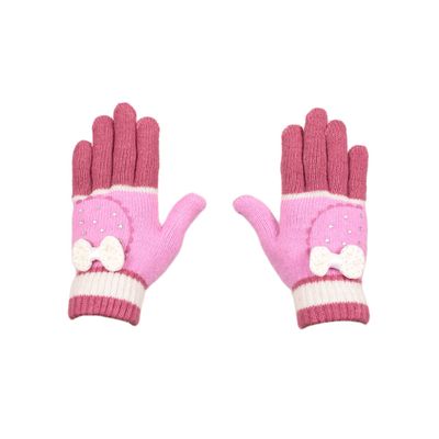 Tiekart women pink  woollen gloves