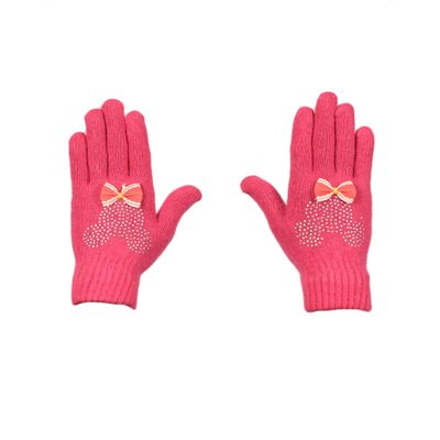 Tiekart women pink  woollen gloves