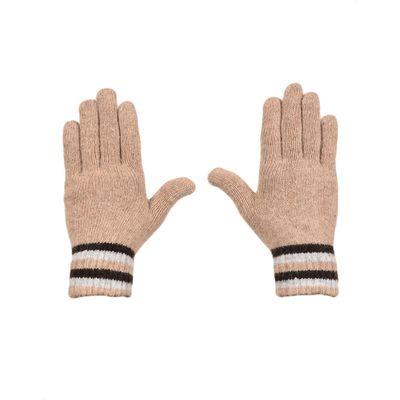 Tiekart women brown striped woollen gloves